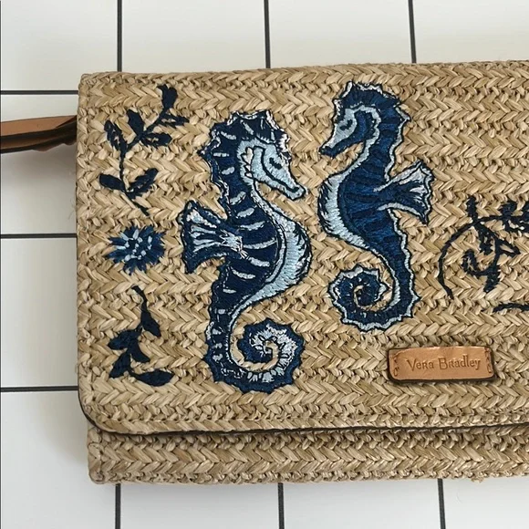 VERA BRADLEY Wicker Clutch with Blue Seahorse Embroidery - Picture 3 of 9